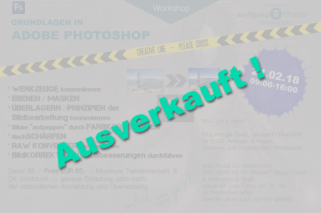 Adobe Photoshop Beginner Workshop - AUSVERKAUFT !!