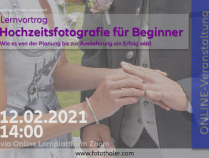 Online - Lernvortrag "Hochzeitsfotografie für Beginner"